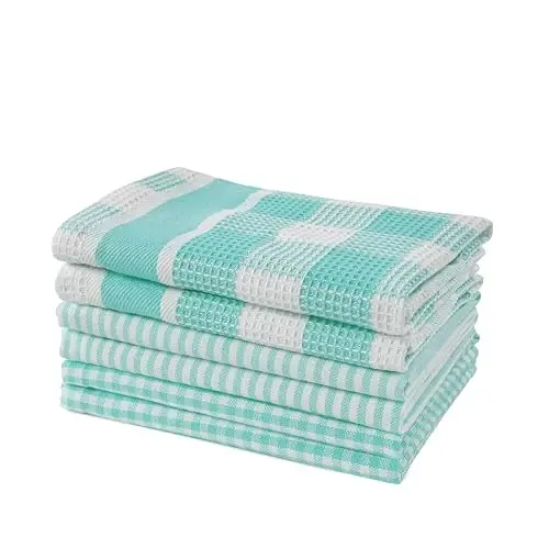 LANE LINEN Premium Cotton Kitchen Dish Towels - 6 Pack Soft Absorbent Dish Cloths, Multi Purpose Cleaning Cloths, 12
