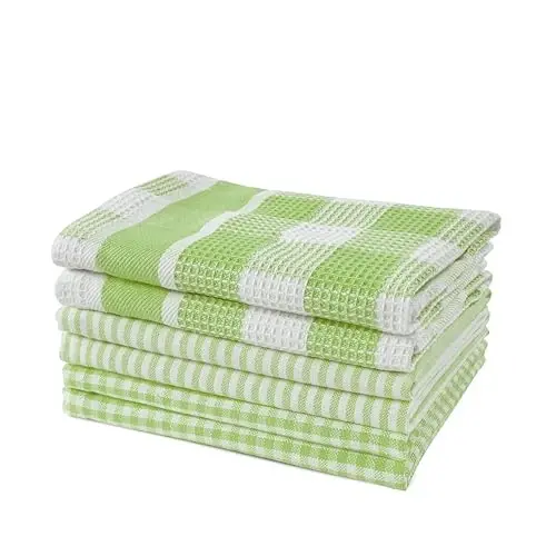 LANE LINEN Premium Cotton Kitchen Dish Towels - 6 Pack Soft Absorbent Dish Cloths, Multi Purpose Cleaning Cloths, 12
