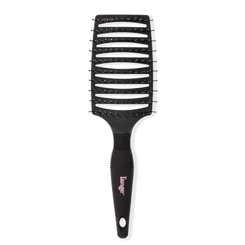 L'ANGE HAIR Siena Wide Curved Vented Detangle Brush | Nylon Bristles | Best for Tangles and Knots | Ideal for Men and Women | Vented for Airflow | Black - 1