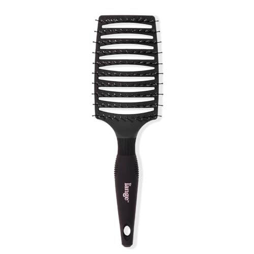 L'ANGE HAIR Siena Wide Curved Vented Detangle Brush | Nylon Bristles | Best for Tangles and Knots | Ideal for Men and Women | Vented for Airflow | Black - 1