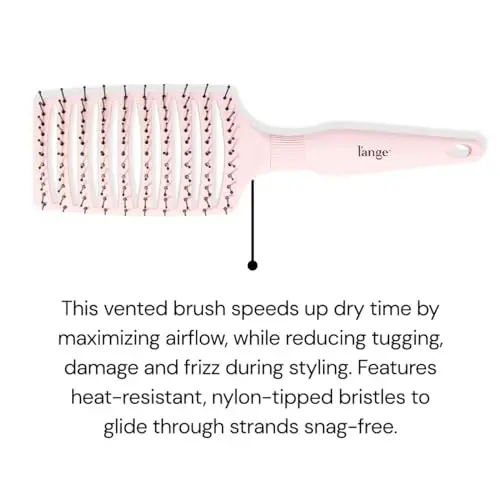 L'ANGE HAIR Siena Wide Curved Vented Hair Brush | Detangle with Nylon Bristles Best for Tangles and Knots Ideal Men Women Brushes Airflow Blush - L'ANGE HAIR (1)