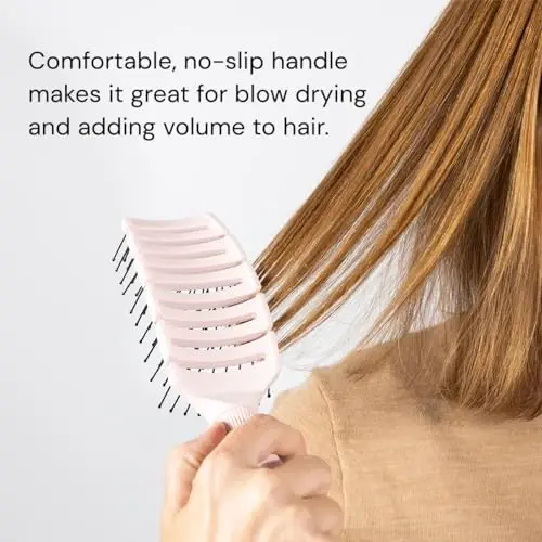 L'ANGE HAIR Siena Wide Curved Vented Hair Brush | Detangle with Nylon Bristles Best for Tangles and Knots Ideal Men Women Brushes Airflow Blush - 4