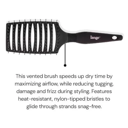 L'ANGE HAIR Siena Wide Curved Vented Detangle Brush | Nylon Bristles | Best for Tangles and Knots | Ideal for Men and Women | Vented for Airflow | Black - 2