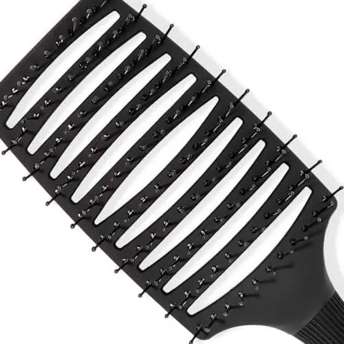 L'ANGE HAIR Siena Wide Curved Vented Detangle Brush | Nylon Bristles | Best for Tangles and Knots | Ideal for Men and Women | Vented for Airflow | Black - 5