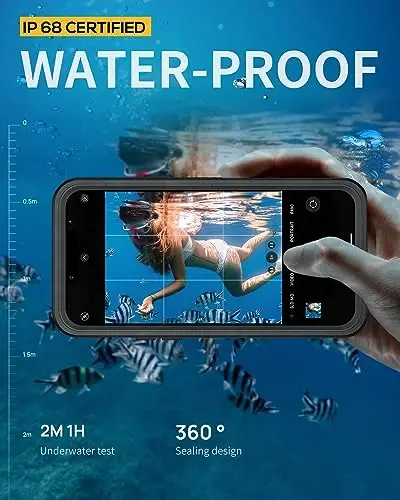 Lanhiem для iPhone 14 Магнитный чехол, водонепроницаемый пыленепроницаемый противоударный чехол со встроенной защитной пленкой, совместимый с Magsafe, полнокорпусный защитный чехол для iPhone 14 6,1 дюйма - Черный - 3