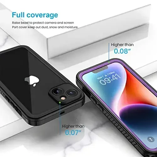 Lanhiem for iPhone 14 Case, IP68 Waterproof Dustproof Shockproof 14 Case with Built-in Screen Protector, Full Body Sealed Protective Front and Back Cover for iPhone 14, 6.1 inch (Purple) - 6
