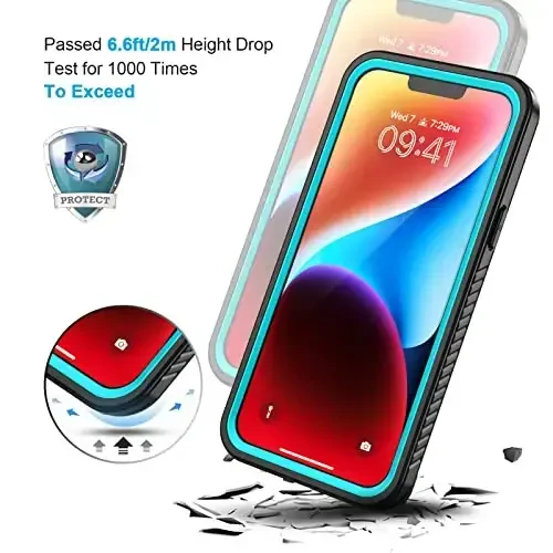Lanhiem for iPhone 14 Plus Case, IP68 Suv o'tkazmaydigan Chang o'tkazmaydigan Zarba o'tkazmaydigan O'rnatilgan Ekran himoyachisi bilan, iPhone 14 Plus uchun to'liq korpus himoya qopqog'i - 6,7 dyuym (Moviy) - 5