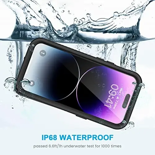 Lanhiem for iPhone 14 Pro Case, IP68 Waterproof Dustproof Case with Built-in Screen Protector, Rugged Full Body Shockproof Phone Case for iPhone 14 Pro, 6.1 inch (Black) - 2