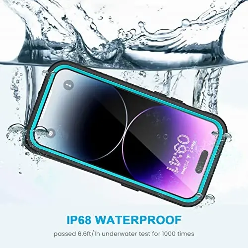 Lanhiem for iPhone 14 Pro Case, IP68 Waterproof Dustproof Shockproof 14 Pro Case with Built-in Screen Protector, Full Body Sealed Protective Front and Back Cover for iPhone 14 Pro, 6.1 inch (Blue) - 2