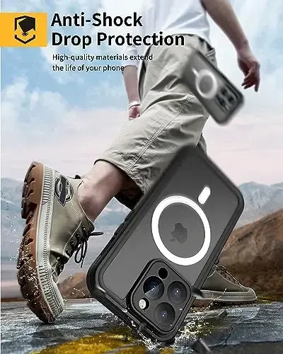 Lanhiem for iPhone 14 Pro Magnetic Case, Waterproof Dustproof Shockproof Case with Built-in Screen Protector Compatible with Magsafe, Full Body Protective Cover for iPhone 14 Pro 6.1 inch -Black - 5