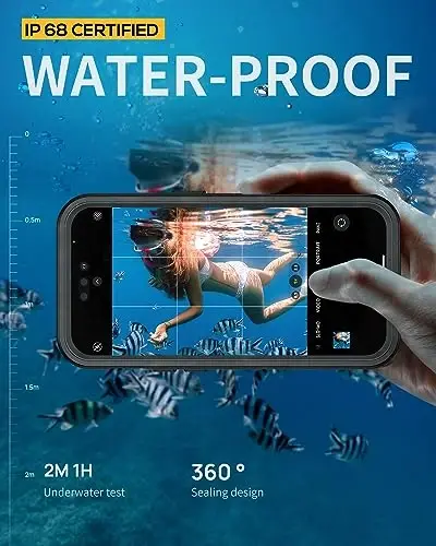 Lanhiem for iPhone 14 Pro Magnetic Case, Waterproof Dustproof Shockproof Case with Built-in Screen Protector Compatible with Magsafe, Full Body Protective Cover for iPhone 14 Pro 6.1 inch -Black - 3