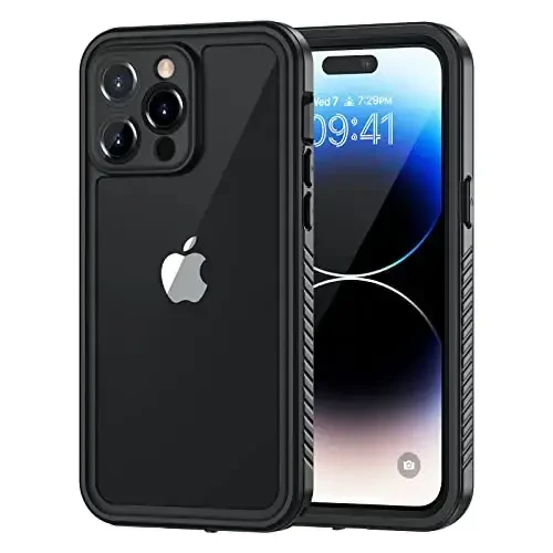 Lanhiem for iPhone 14 Pro Max Case, IP68 Waterproof Dustproof Case with Built-in Screen Protector, Rugged Full Body Shockproof Phone Case for iPhone 14 Pro Max 6.7 inch, Black - LANHIEM