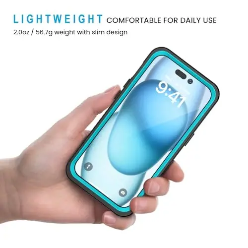 Lanhiem for iPhone 15 Case, IP68 Waterproof Dustproof Shockproof Cases with Built-in Screen Protector, 360 Full Body Protective Heavy Duty Rugged Phone Cover for iPhone 15-6.1 inch (Blue) - 4