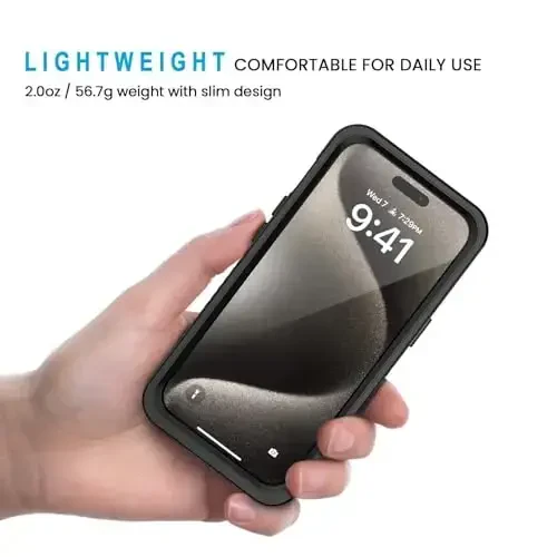 Lanhiem for iPhone 15 Pro Max Case, IP68 Waterproof Dustproof Case with Built-in Screen Protector, Full Body Heavy Duty Shockproof Rugged Phone Case for iPhone 15 Pro Max - 6.7