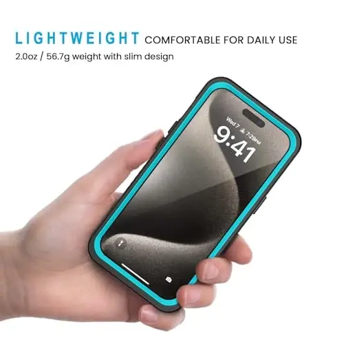 Lanhiem for iPhone 15 Pro Max Case, IP68 Waterproof Dustproof Shockproof Cases with Built-in Screen Protector, 360 Full Body Heavy Duty Rugged Phone Cover for iPhone 15 Pro Max - 6.7 inch (Blue) - 4