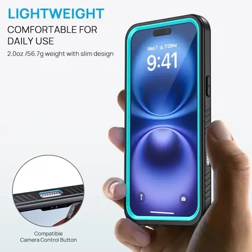 Lanhiem for iPhone 16 Case, IP68 Waterproof Dustproof Shockproof Cases with Built-in Screen Protector, 360 Full Body Protective Heavy Duty Rugged Phone Cover for iPhone 16-6.1 inch (Blue) - 4