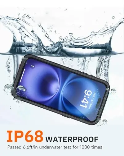 Lanhiem for iPhone 16 Privacy Case, IP68 Waterproof Dustproof Cover, [Compatible with MagSafe] [Built in Anti-Spy Screen Protector] Heavy Duty Full Body Rugged Magnetic Phone Case (Black/Clear) - LANHIEM (1)