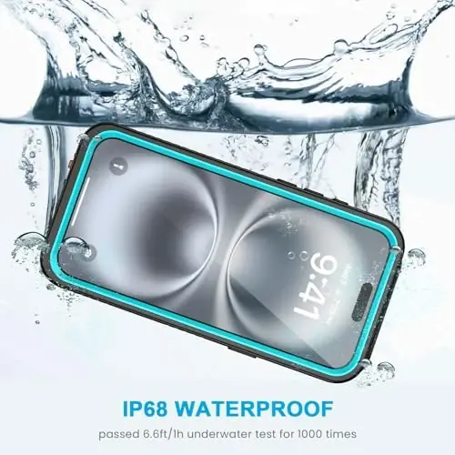 Lanhiem for iPhone 16 Plus Case, IP68 Waterproof Dustproof Shockproof Cases with Built-in Screen Protector, 360 Full Body Heavy Duty Rugged Phone Cover for iPhone 16 Plus - 6.7 inch (Blue) - 2