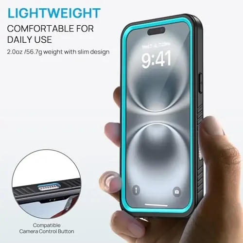 Lanhiem for iPhone 16 Plus Case, IP68 Waterproof Dustproof Shockproof Cases with Built-in Screen Protector, 360 Full Body Heavy Duty Rugged Phone Cover for iPhone 16 Plus - 6.7 inch (Blue) - 4
