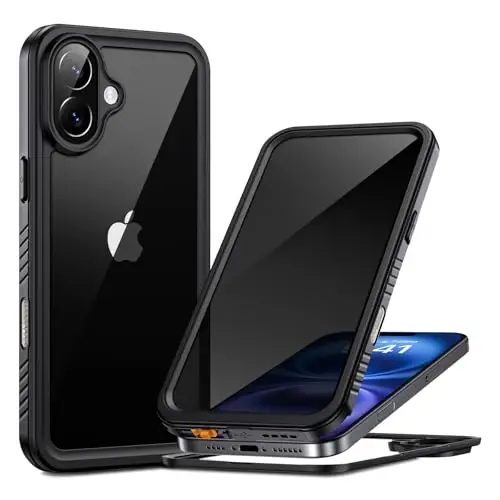 Lanhiem for iPhone 16 Privacy Case, Waterproof Dustproof Shockproof Cases for iPhone 16 with Privacy Screen Protector, Full Body Heavy Duty Protective Cover for iPhone 16-6.1 inch (Black) - 1