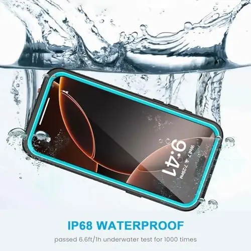 Lanhiem for iPhone 16 Pro Max Case, IP68 Waterproof Dustproof Shockproof Cases with Built-in Screen Protector, Full Body Heavy Duty Rugged Phone Cover for iPhone 16 Pro Max - 6.9 inch (Blue) - 2