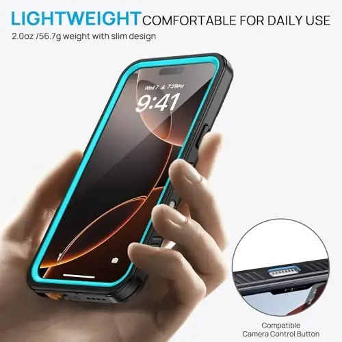 Lanhiem for iPhone 16 Pro Max Case, IP68 Waterproof Dustproof Shockproof Cases with Built-in Screen Protector, Full Body Heavy Duty Rugged Phone Cover for iPhone 16 Pro Max - 6.9 inch (Blue) - 4