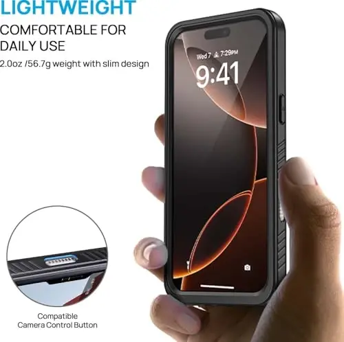 Lanhiem for iPhone 16 Pro Max Waterproof Case, Dustproof Case Built-in Screen Protector & Camera Protection, 360 Full Body Heavy Duty Waterproof Phone Case 6.9