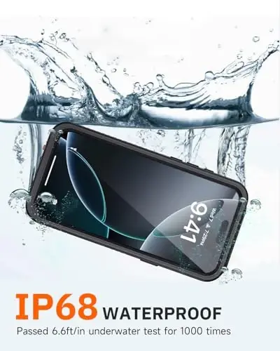 Lanhiem for iPhone 16 Pro Privacy Case, IP68 Waterproof Dustproof, [Compatible with MagSafe] [Built in Anti-Spy Screen Protector] Heavy Duty Full Body Rugged Magnetic Phone Case (Black/Clear) - 2