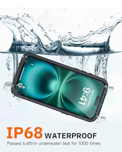 Lanhiem for iPhone 16 Pro Privacy Case, Waterproof Dustproof Shockproof Cover for 16 Pro with Privacy Screen Protector, Full Body Protective Phone Case for iPhone 16 Pro - 6.3 inch (Black) - 2