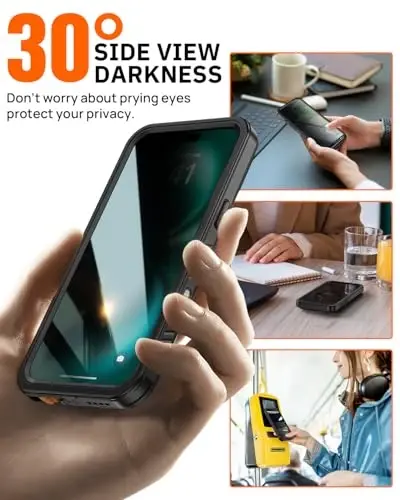 Lanhiem for iPhone 16 Pro Privacy Case, Waterproof Dustproof Shockproof Cover for 16 Pro with Privacy Screen Protector, Full Body Protective Phone Case for iPhone 16 Pro - 6.3 inch (Black) - 3