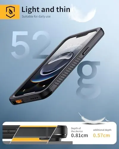 Lanhiem for iPhone 16e Case, IP68 Waterproof Dustproof Shockproof Cases with Built-in Screen Protector, 360 Full Body Protective Heavy Duty Rugged Phone Cover for iPhone 16e 2025 6.1 inch (Black) - 5