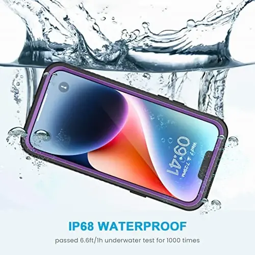Lanhiem for iPhone 14 Case, IP68 Waterproof Dustproof Shockproof 14 Case with Built-in Screen Protector, Full Body Sealed Protective Front and Back Cover for iPhone 14, 6.1 inch (Purple) - 2