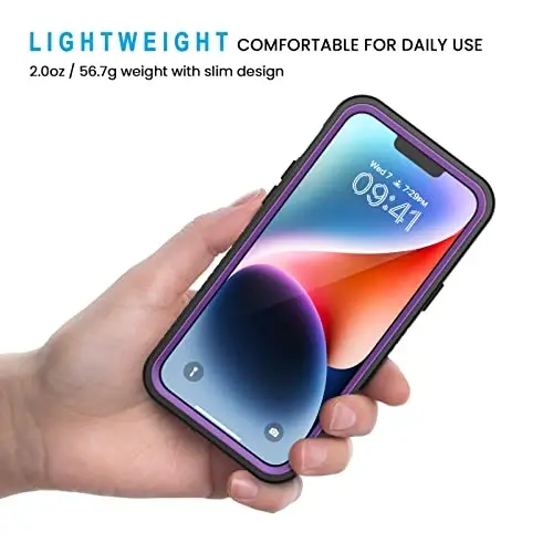 Lanhiem for iPhone 14 Case, IP68 Waterproof Dustproof Shockproof 14 Case with Built-in Screen Protector, Full Body Sealed Protective Front and Back Cover for iPhone 14, 6.1 inch (Purple) - 4