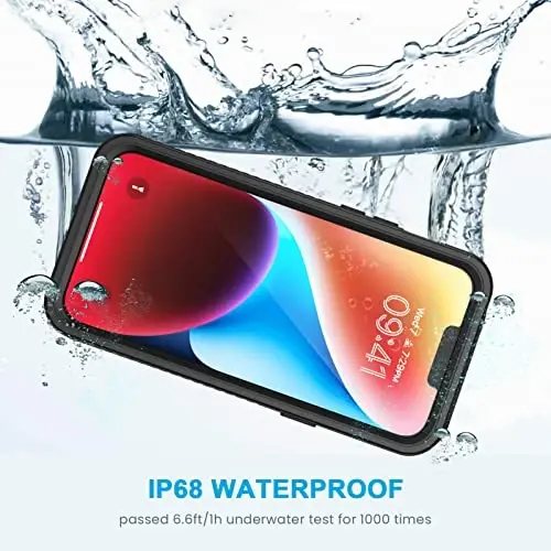 Lanhiem for iPhone 14 Plus Case, IP68 Waterproof Dustproof Shockproof Cases with Built-in Screen Protector, Full Body Protective Phone Case for iPhone 14 Plus -6.7 inch (Black) - 2