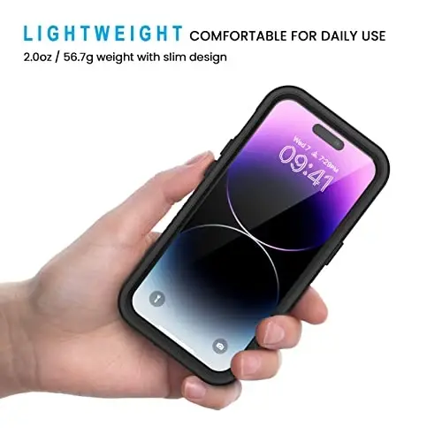 Lanhiem for iPhone 14 Pro Case, IP68 Waterproof Dustproof Case with Built-in Screen Protector, Rugged Full Body Shockproof Phone Case for iPhone 14 Pro, 6.1 inch (Black) - 10