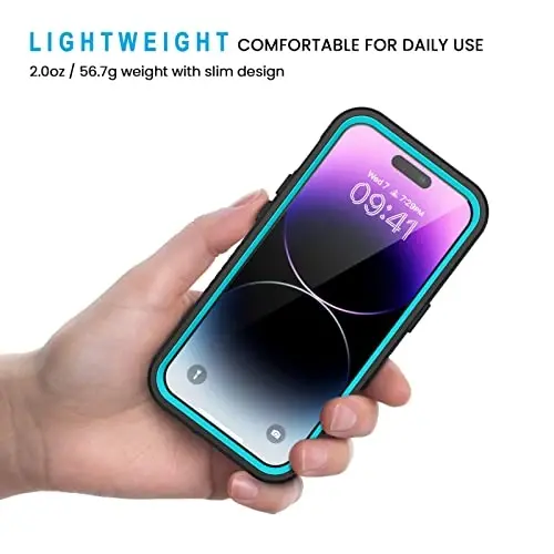 Lanhiem iPhone 14 Pro Kılıfı için, IP68 Su Geçirmez Toz Geçirmez Darbeye Dayanıklı 14 Pro Kılıfı Dahili Ekran Koruyuculu, iPhone 14 Pro için Tam Gövde Korumalı Ön ve Arka Kapak, 6.1 inç (Mavi) - 10
