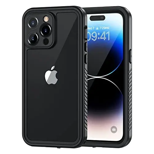 Lanhiem iPhone 14 Pro Max Kılıfı, Dahili Ekran Koruyuculu IP68 Su Geçirmez Toz Geçirmez Kılıf, iPhone 14 Pro Max 6.7 inç için Sağlam Tam Gövde Darbeye Dayanıklı Telefon Kılıfı, Siyah - 7