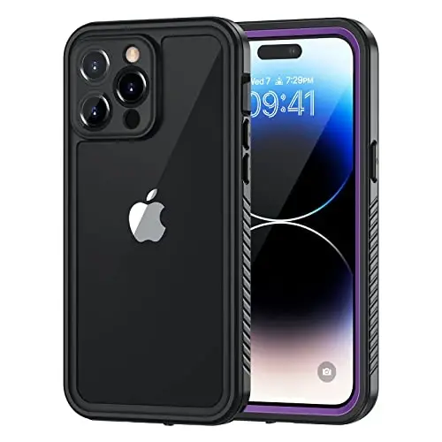 Lanhiem iPhone 14 Pro Max uchun g'ilof, IP68 suv o'tkazmaydigan chang o'tkazmaydigan zarbga chidamli 14 Pro Max g'ilofi ekran himoyachisi bilan, iPhone 14 Pro Max uchun to'liq himoya old va orqa qopqoq, 6,7 dyuym (Binafsha) - LANHIEM