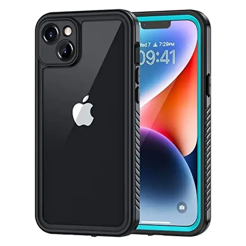 Lanhiem iPhone 14 uchun g'ilofi, IP68 suv o'tkazmaydigan chang o'tkazmaydigan zarbga chidamli 14 ta g'ilof, o'rnatilgan ekran himoyachisi bilan, iPhone 14 uchun to'liq korpusli muhrlangan himoya old va orqa qopqog'i, 6,1 dyuym (ko'k) 