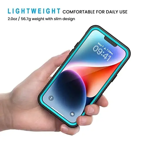 Lanhiem iPhone 14 uchun g'ilofi, IP68 suv o'tkazmaydigan chang o'tkazmaydigan zarbga chidamli 14 ta g'ilof, o'rnatilgan ekran himoyachisi bilan, iPhone 14 uchun to'liq korpusli muhrlangan himoya old va orqa qopqog'i, 6,1 dyuym (ko'k) - 4