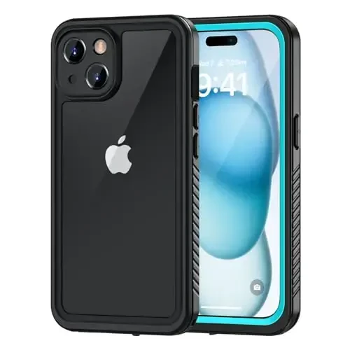 Lanhiem for iPhone 15 Case, IP68 Waterproof Dustproof Shockproof Cases with Built-in Screen Protector, 360 Full Body Protective Heavy Duty Rugged Phone Cover for iPhone 15-6.1 inch (Blue) - LANHIEM