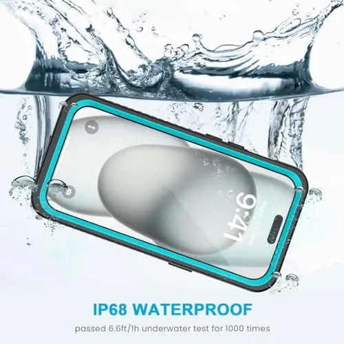 Lanhiem for iPhone 15 Plus Case, IP68 Waterproof Dustproof Shockproof Cases with Built-in Screen Protector, 360 Full Body Protective Front and Back Cover for iPhone 15 Plus - 6.7 inch (Blue) - 2