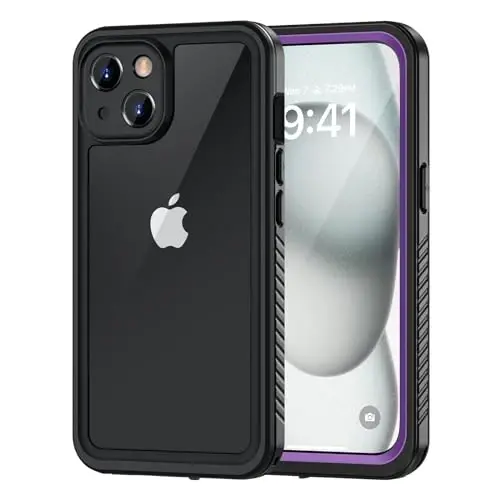 Lanhiem for iPhone 15 Plus Case, IP68 Waterproof Dustproof Shockproof Cases with Built-in Screen Protector, 360 Full Body Protective Front and Back Cover for iPhone 15 Plus - 6.7 inch (Purple) 