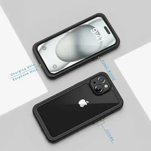 Lanhiem for iPhone 15 Plus Case, IP68 Waterproof Dustproof Shockproof Cases with Built-in Screen Protector, 360 Full Body Protective Phone Case for iPhone 15 Plus - 6.7 inch (Black) - 6