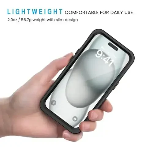 Lanhiem iPhone 15 Plus uchun g'ilof, IP68 suv o'tkazmaydigan chang o'tkazmaydigan zarbga chidamli g'iloflar, o'rnatilgan ekran himoyachisi bilan, iPhone 15 Plus uchun 360 to'liq himoya telefon g'ilofi - 6,7 dyuym (qora) - 4