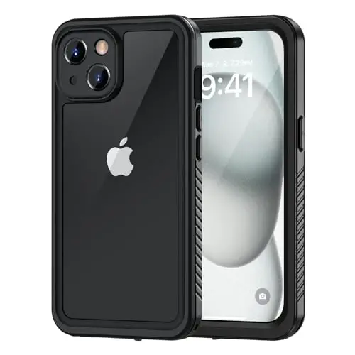 Lanhiem iPhone 15 Plus uchun g'ilof, IP68 suv o'tkazmaydigan chang o'tkazmaydigan zarbga chidamli g'iloflar, o'rnatilgan ekran himoyachisi bilan, iPhone 15 Plus uchun 360 to'liq himoya telefon g'ilofi - 6,7 dyuym (qora) - 1