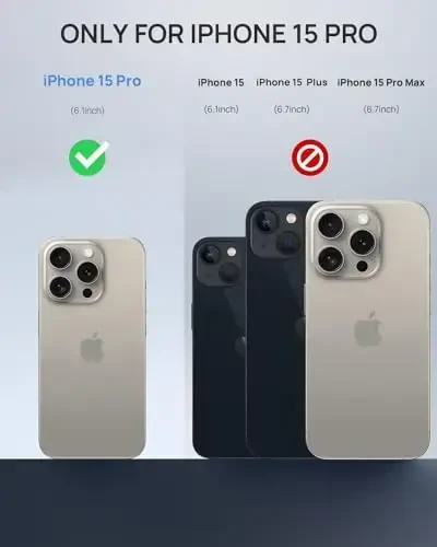 Lanhiem Magnetic for iPhone 15 Pro Case, IP68 Waterproof Dustproof Case, [Compatible with Magsafe] [Built-in Screen Protector] Full Body Heavy Duty Rugged Phone Cover 6.1 inch, Natural - 2