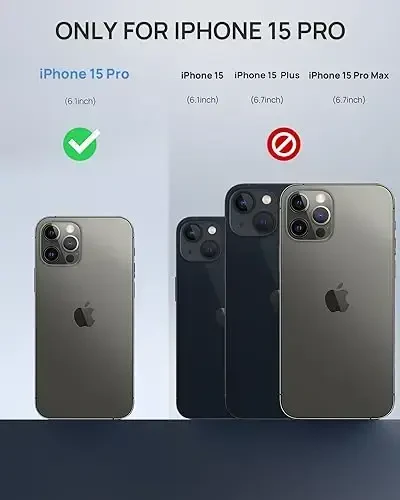 Lanhiem Magnetic for iPhone 15 Pro Case, IP68 Waterproof Dustproof Case, [Compatible with Magsafe] [Built-in Screen Protector] Full Body Heavy Duty Rugged Phone Cover 6.1 inch, Black - 5