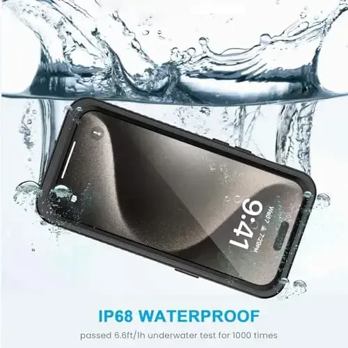 Lanhiem for iPhone 15 Pro Max Case, IP68 Waterproof Dustproof Case with Built-in Screen Protector, Full Body Heavy Duty Shockproof Rugged Phone Case for iPhone 15 Pro Max - 6.7