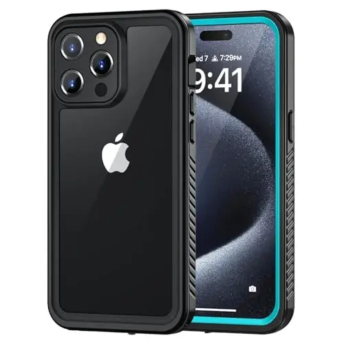 Lanhiem iPhone 15 Pro uchun g'ilof, IP68 suv o'tkazmaydigan chang o'tkazmaydigan zarbga chidamli g'iloflar, o'rnatilgan ekran himoyachisi bilan, iPhone 15 Pro uchun to'liq himoya qiluvchi og'ir yuk ko'taruvchi mustahkam telefon qopqog'i - 6,1 dyuym (ko'k) - LANHIEM